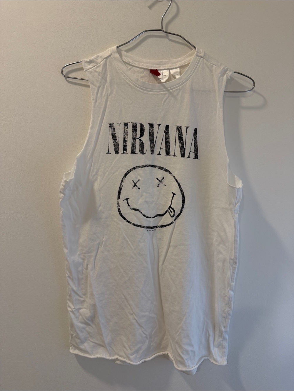 NIRVANA White Kids Graphic Muscle Tank with Black Logo